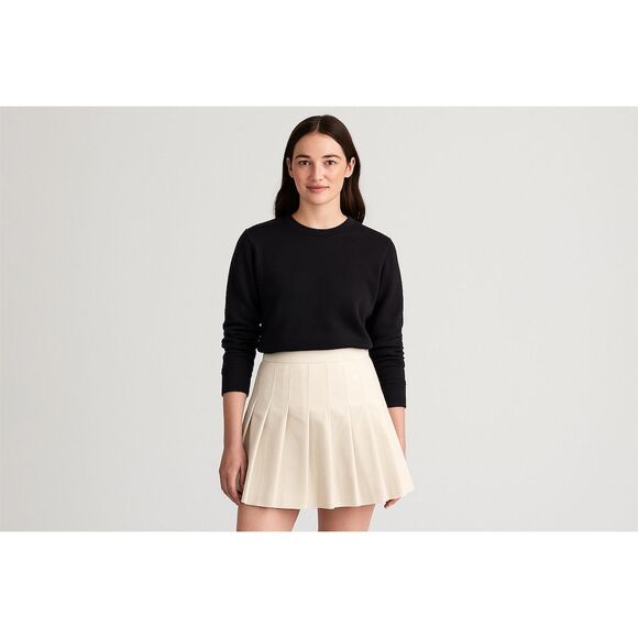 Sundeh Women's Size Beige Pleated Mini Skirt Casual Short